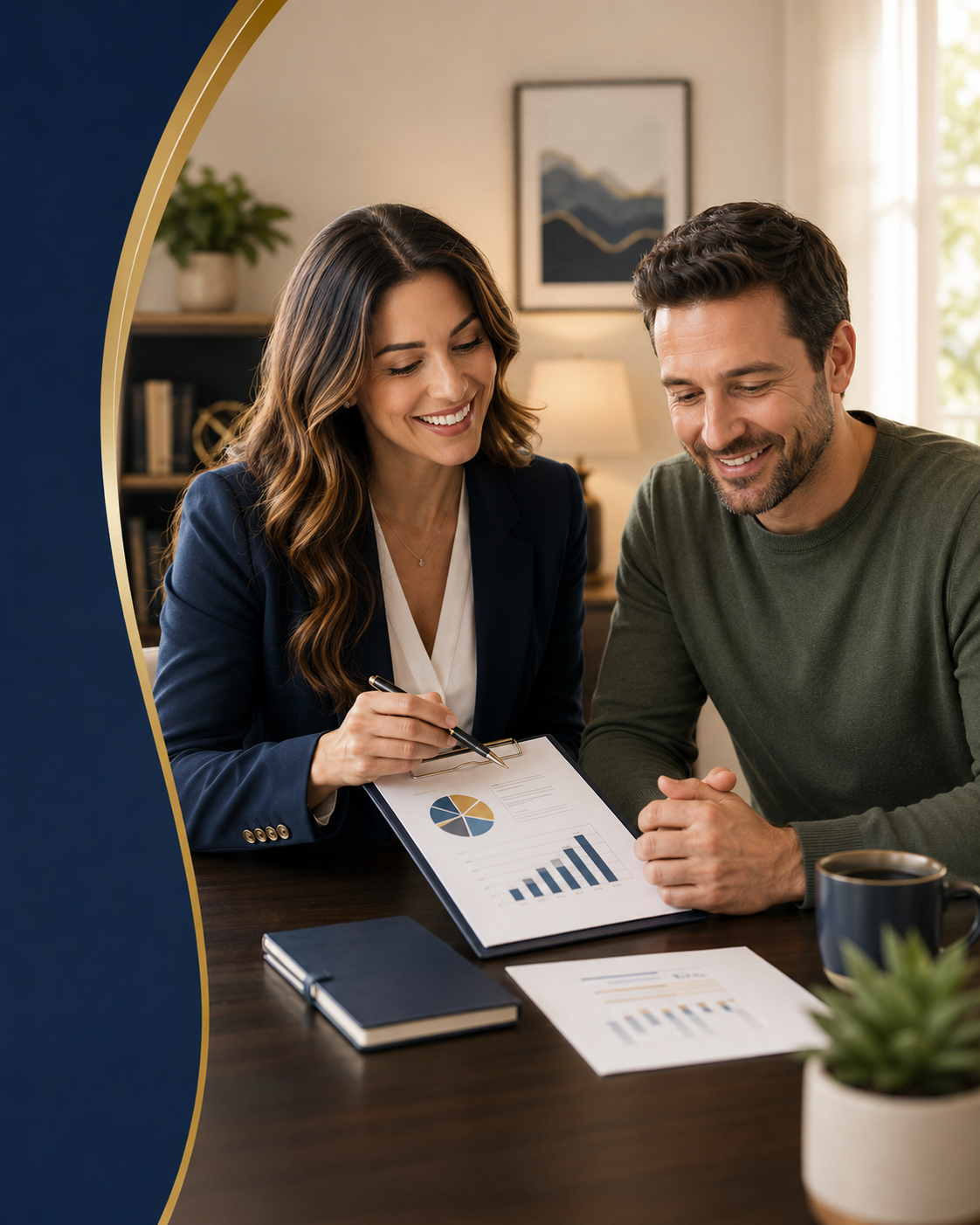 A professional reviewing a personalized financial coaching plan with a client