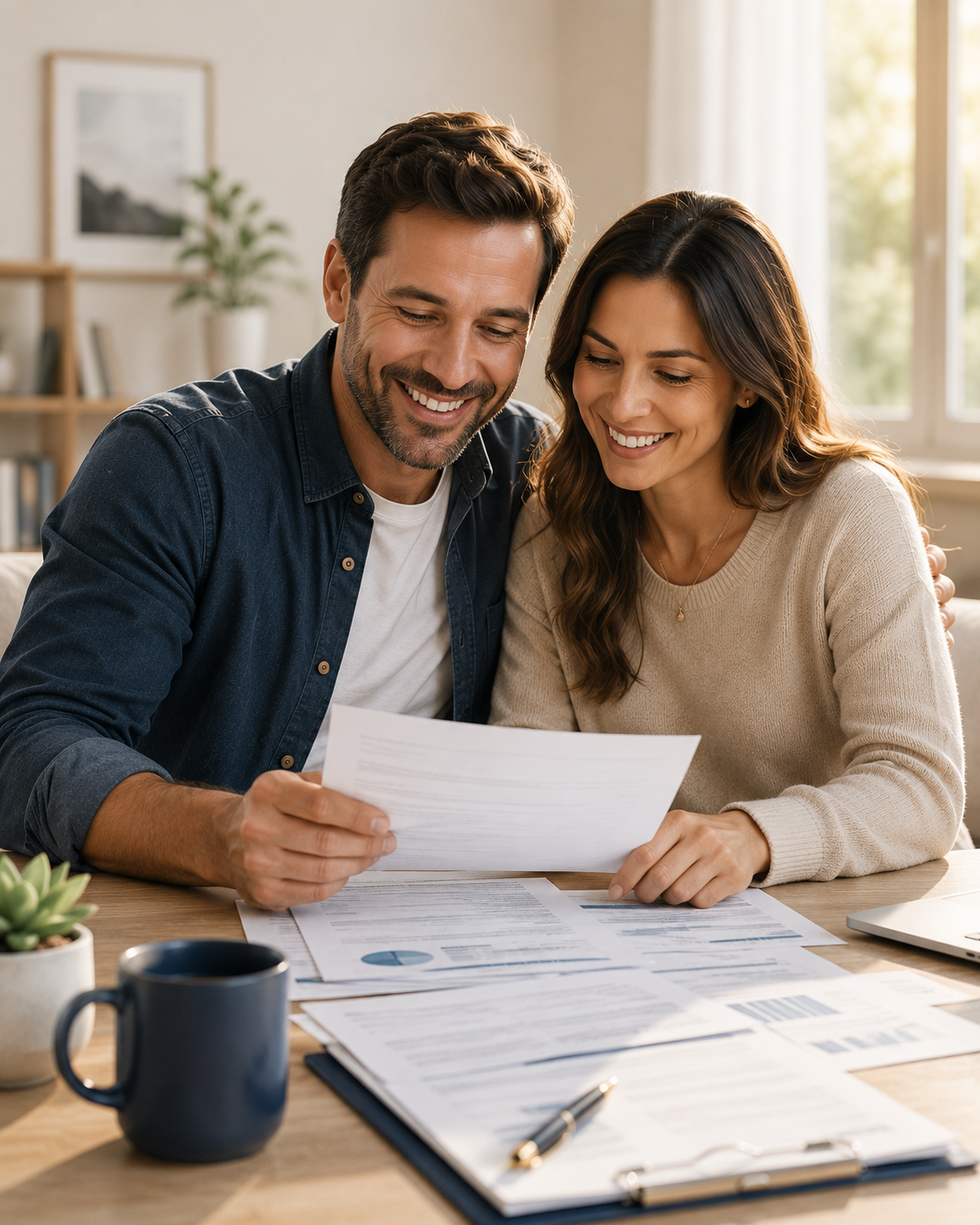 A family enjoying the relief and confidence of an organized financial plan